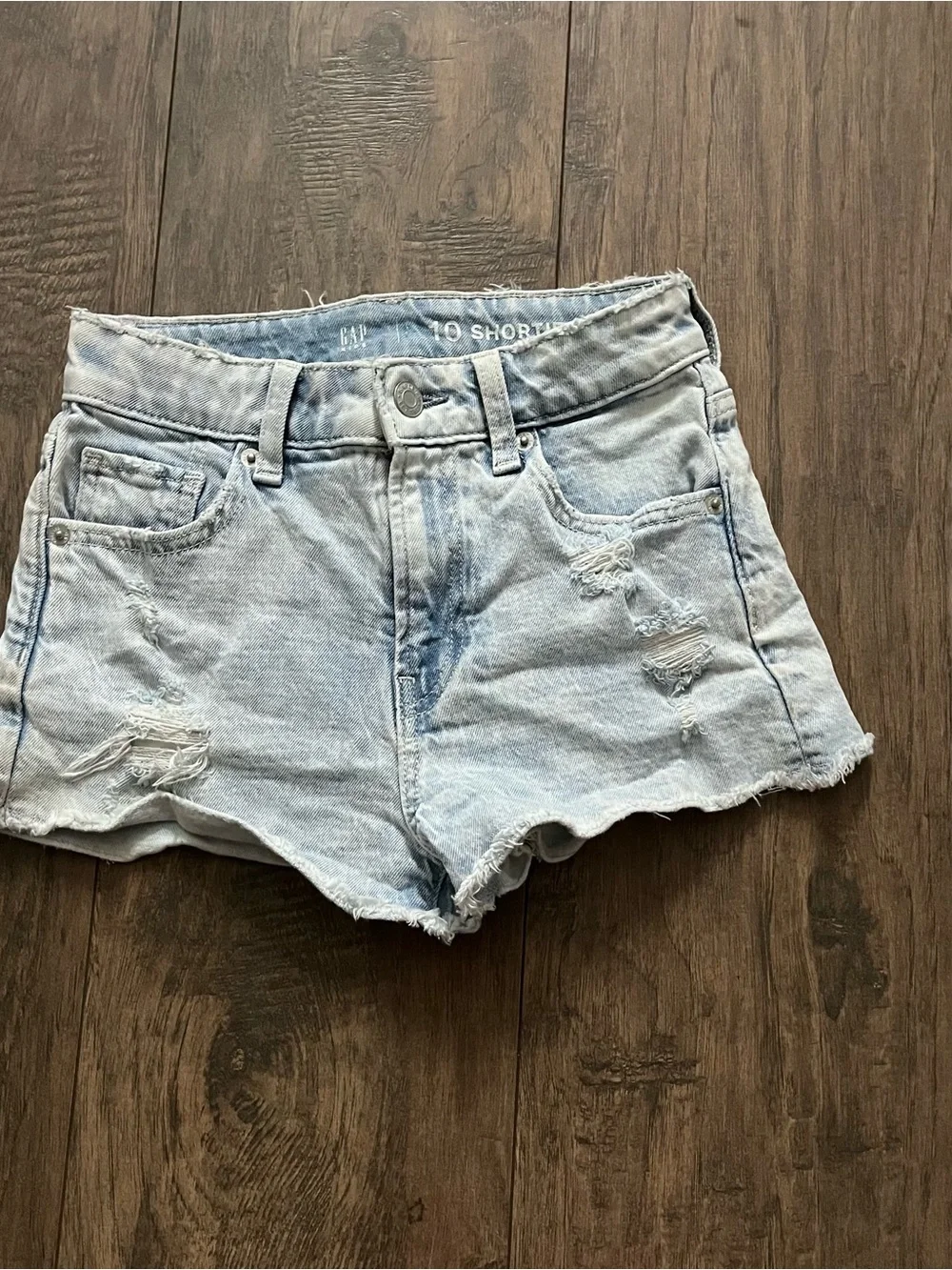 GAP Light Blue Distressed Denim Shorts - Girls